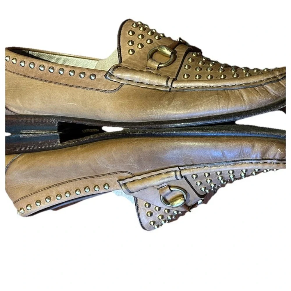 Gucci 1953 Shoes Horsebit Studded Dress Loafers Brown Mens Sz US‎ 9